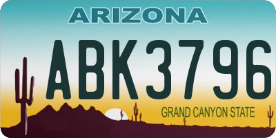 AZ license plate ABK3796