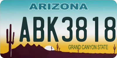 AZ license plate ABK3818