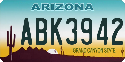 AZ license plate ABK3942