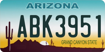AZ license plate ABK3951