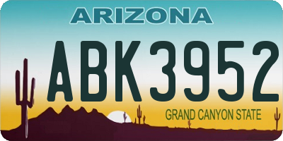 AZ license plate ABK3952