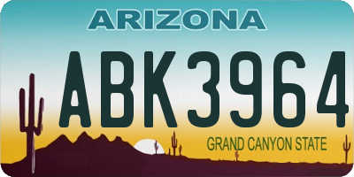 AZ license plate ABK3964