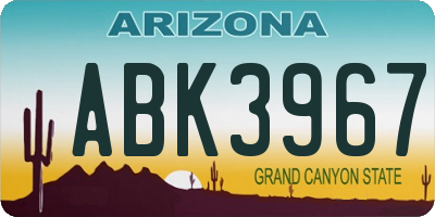 AZ license plate ABK3967