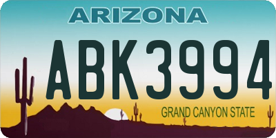 AZ license plate ABK3994