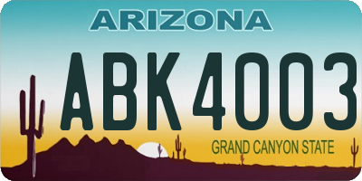 AZ license plate ABK4003
