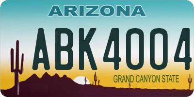 AZ license plate ABK4004