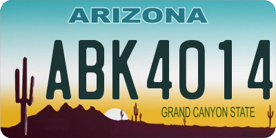 AZ license plate ABK4014