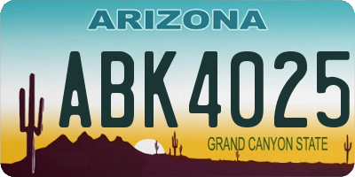 AZ license plate ABK4025