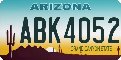 AZ license plate ABK4052