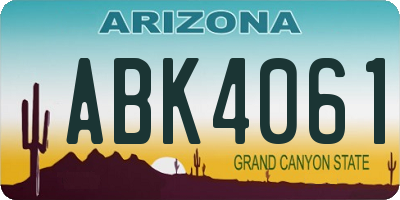 AZ license plate ABK4061
