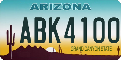 AZ license plate ABK4100