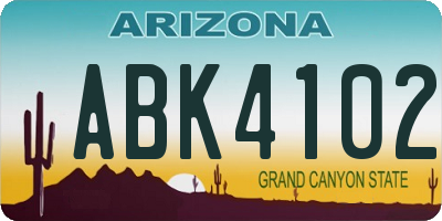 AZ license plate ABK4102