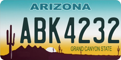 AZ license plate ABK4232