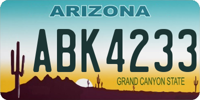 AZ license plate ABK4233
