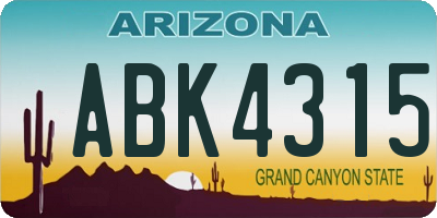AZ license plate ABK4315