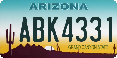 AZ license plate ABK4331