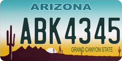 AZ license plate ABK4345