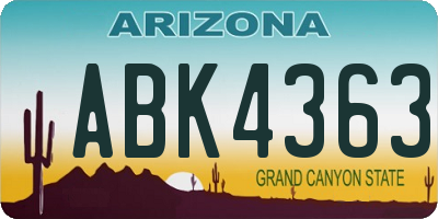 AZ license plate ABK4363