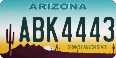 AZ license plate ABK4443