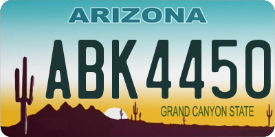AZ license plate ABK4450