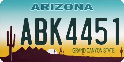 AZ license plate ABK4451