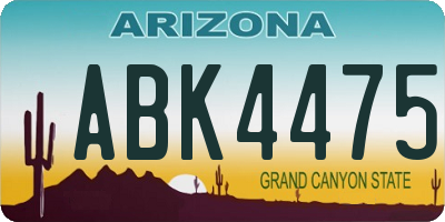 AZ license plate ABK4475