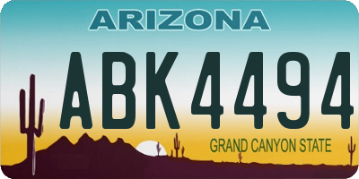 AZ license plate ABK4494