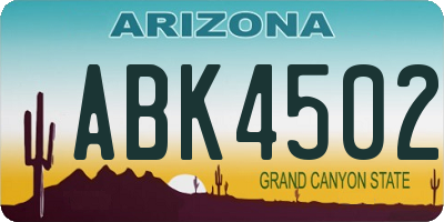AZ license plate ABK4502
