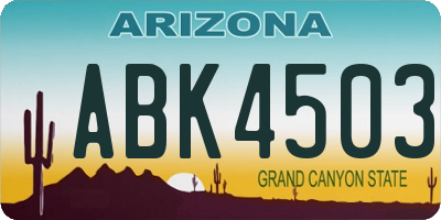 AZ license plate ABK4503