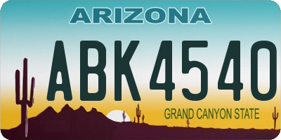 AZ license plate ABK4540