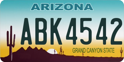 AZ license plate ABK4542