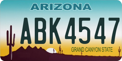 AZ license plate ABK4547