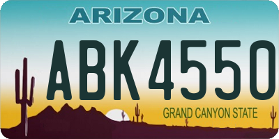 AZ license plate ABK4550