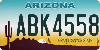 AZ license plate ABK4558