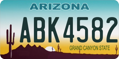 AZ license plate ABK4582