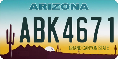 AZ license plate ABK4671