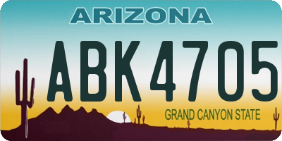 AZ license plate ABK4705