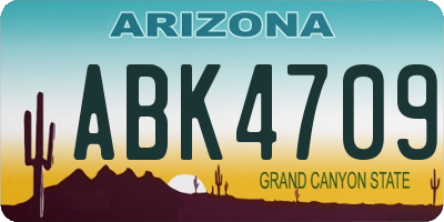 AZ license plate ABK4709