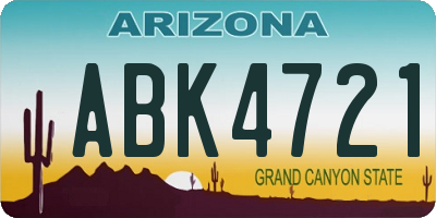 AZ license plate ABK4721