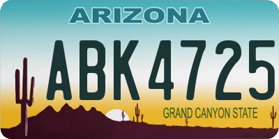 AZ license plate ABK4725