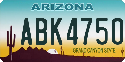 AZ license plate ABK4750