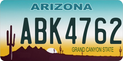 AZ license plate ABK4762