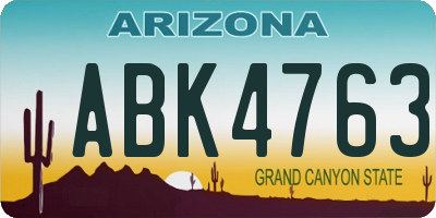 AZ license plate ABK4763