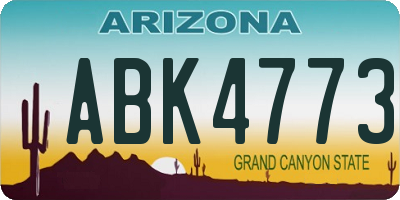 AZ license plate ABK4773