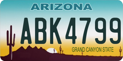 AZ license plate ABK4799