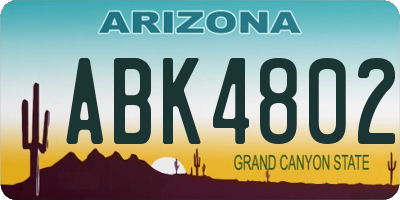 AZ license plate ABK4802