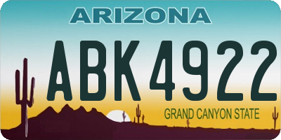 AZ license plate ABK4922
