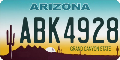 AZ license plate ABK4928