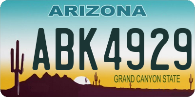 AZ license plate ABK4929