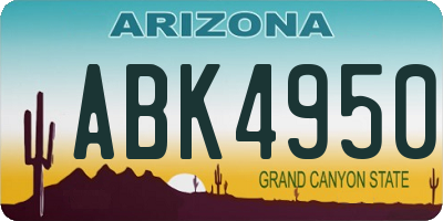 AZ license plate ABK4950